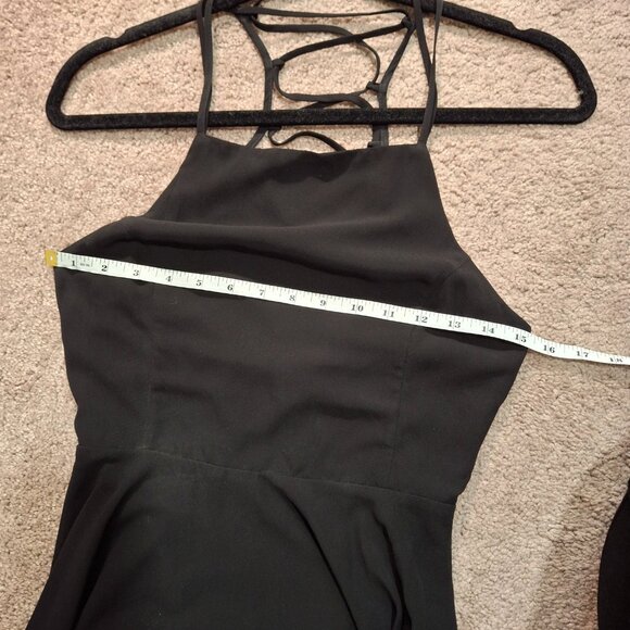 LULU’s Black “Back Lace up” Dress, size L, See All Pictures, flowing skirt, mini - Picture 12 of 13
